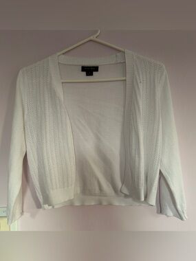 Women's White Open-Front Knit Cardigan